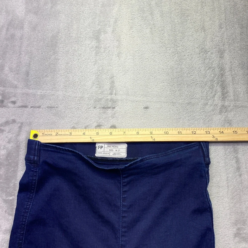 Free People Womens High Rise‎ Skinny Jeans Indigo Blue Raw Hem Size 27 Grunge